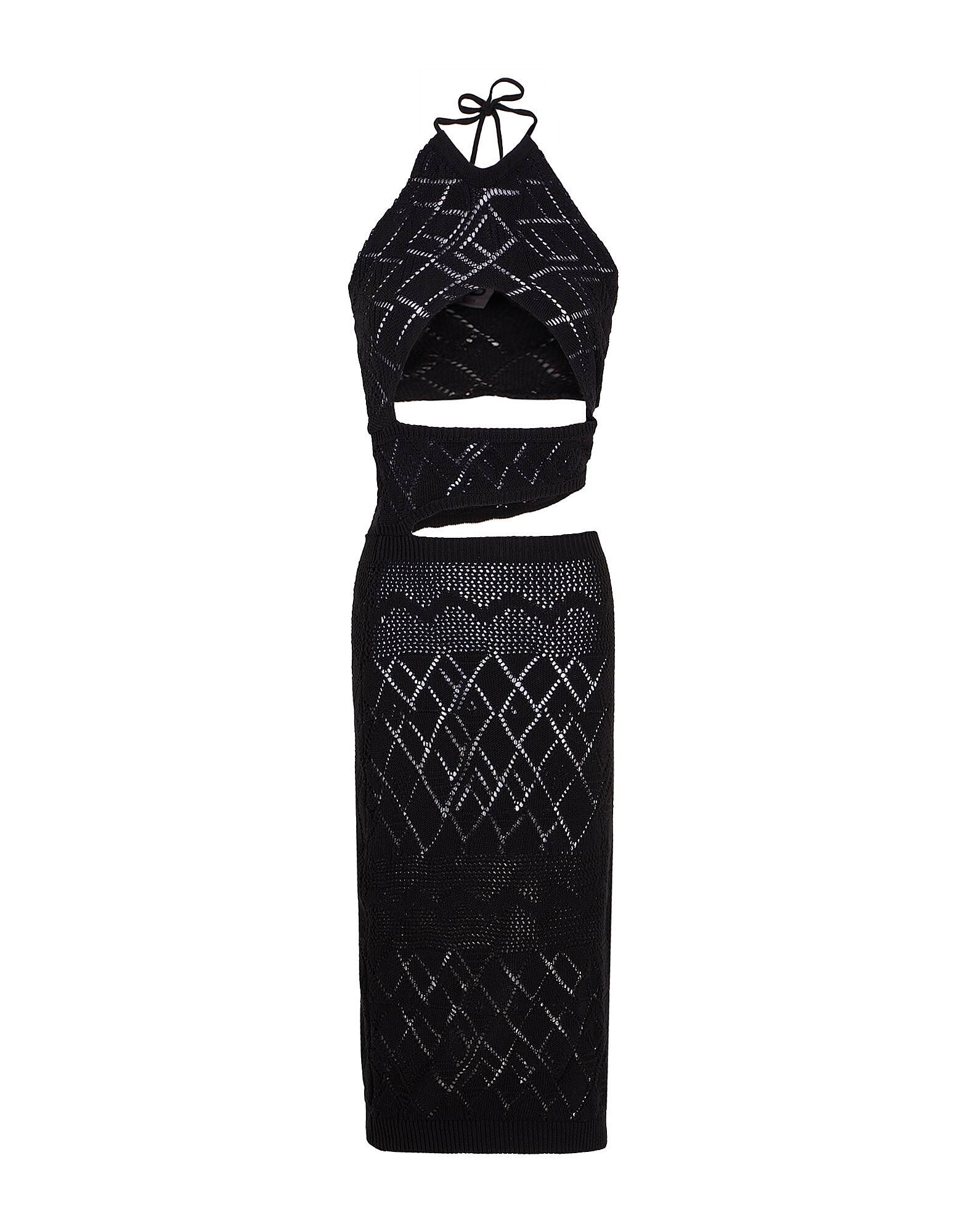 

Платье миди Open-Work Knit Cut-Out Mini Dress 8 By Yoox, черный