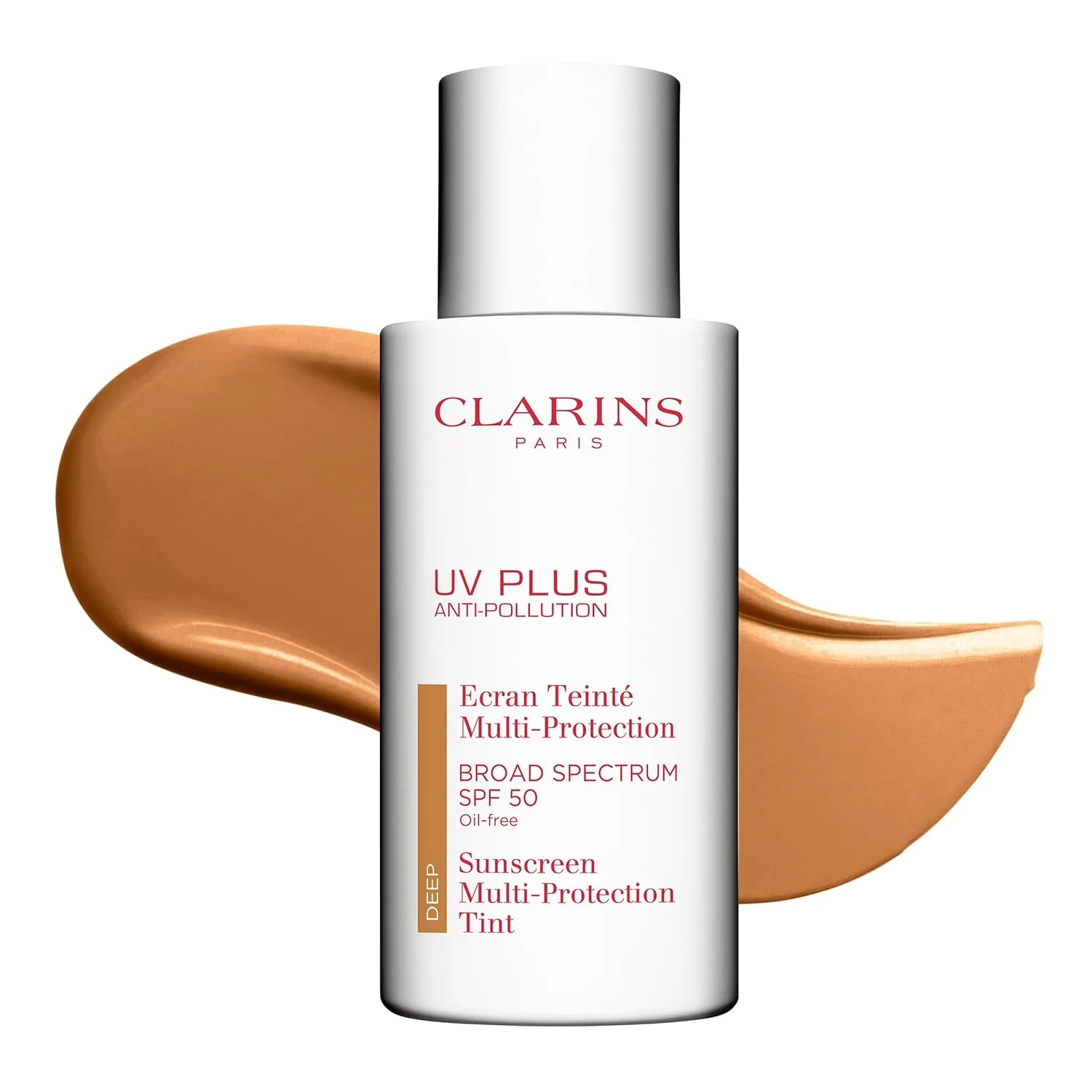 Clarins UV Plus Anti-Pollution тонирующий солнцезащитный крем для лица SPF 50 широкого спектра, легкий, без масла, тройная защита от UVA/UVB лучей, свободных радикалов и загрязнений, Deep