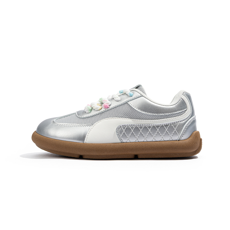 

Низкие детские кроссовки для повседневной носки, устойчивые к истиранию и отскоку Babaya, серебряный