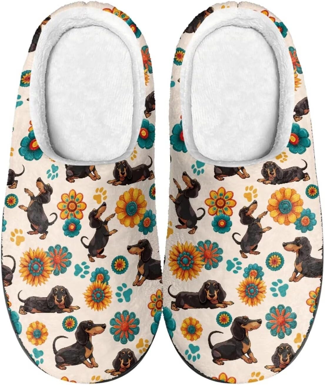 

Уютные тапочки, мягкие и удобные, с нескользящей подошвой, для женщин и мужчин, домашняя обувь, обувь для спальни Cadowhimsy, Bohemian Floral Dachshund Dog