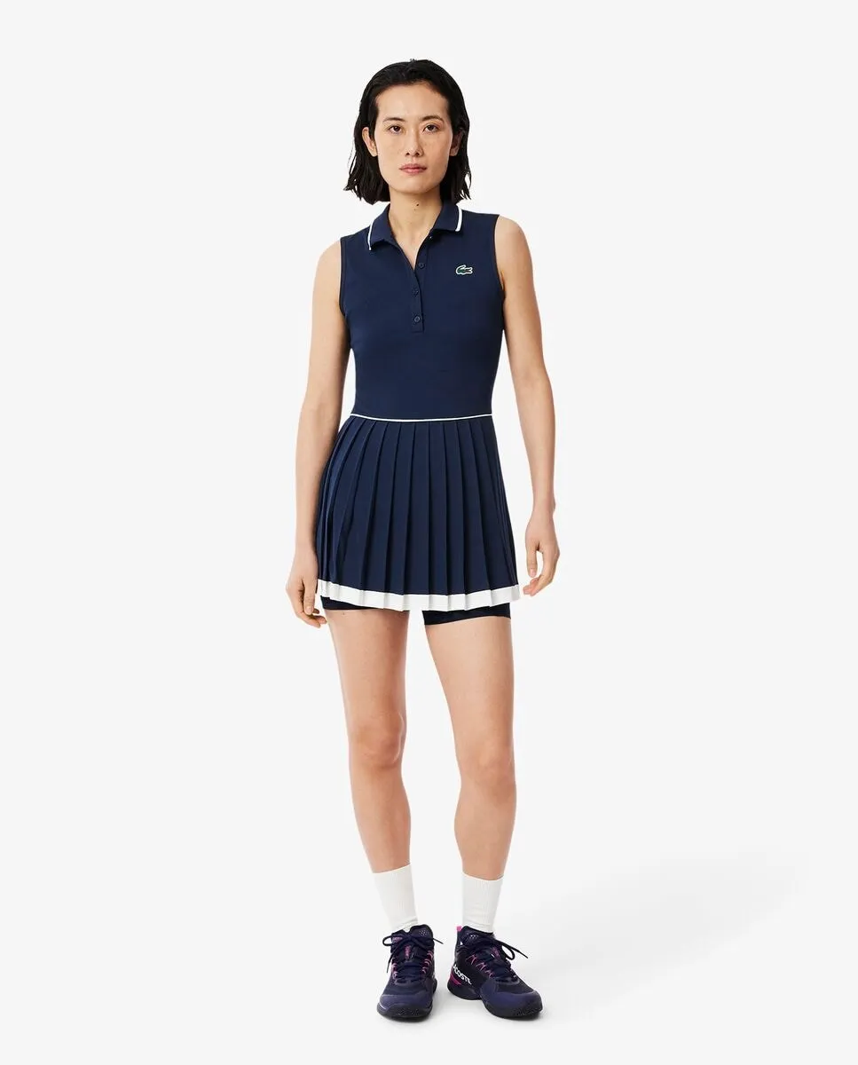 

Классическое ультрасухое теннисное платье без рукавов Lacoste, тёмно-синий