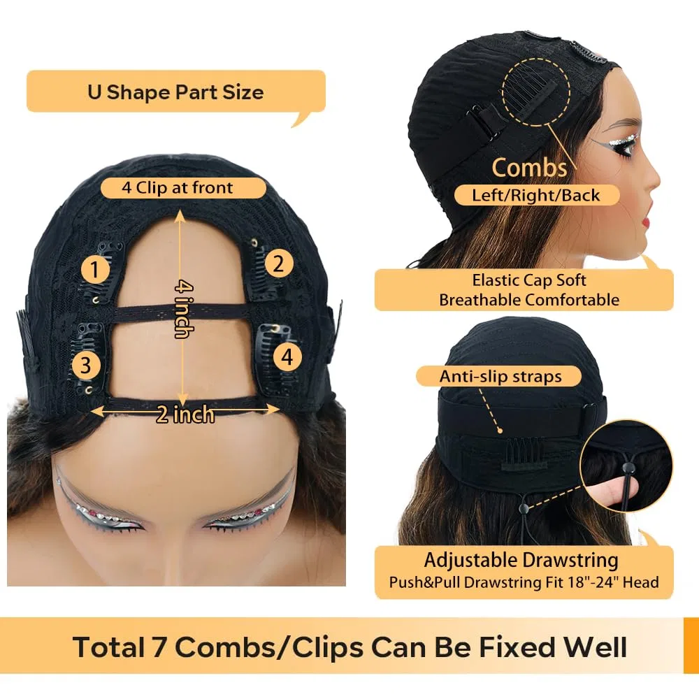 Женский парик U-образный из натуральных волос Ombre Body Wave Tahikie — фото 3