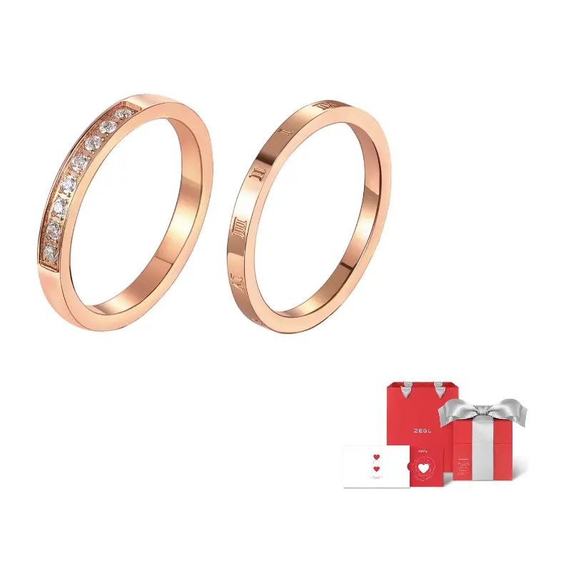 

Сверкающее кольцо с цирконами для женщин Zegl, roman numbers couple rings