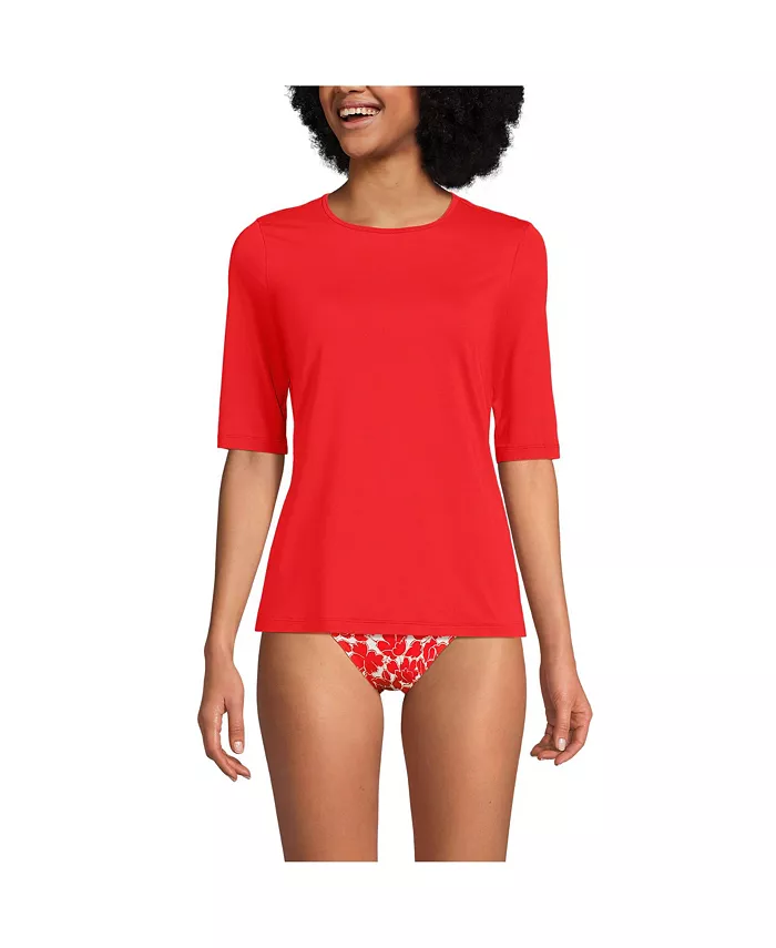 

Женский расслабленный рашгард SunShade UPF 50 с рукавом до локтя Lands' End, красный