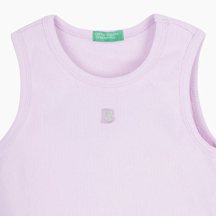 Детская майка-рингер лавандового цвета от Benetton Kids — фото 3