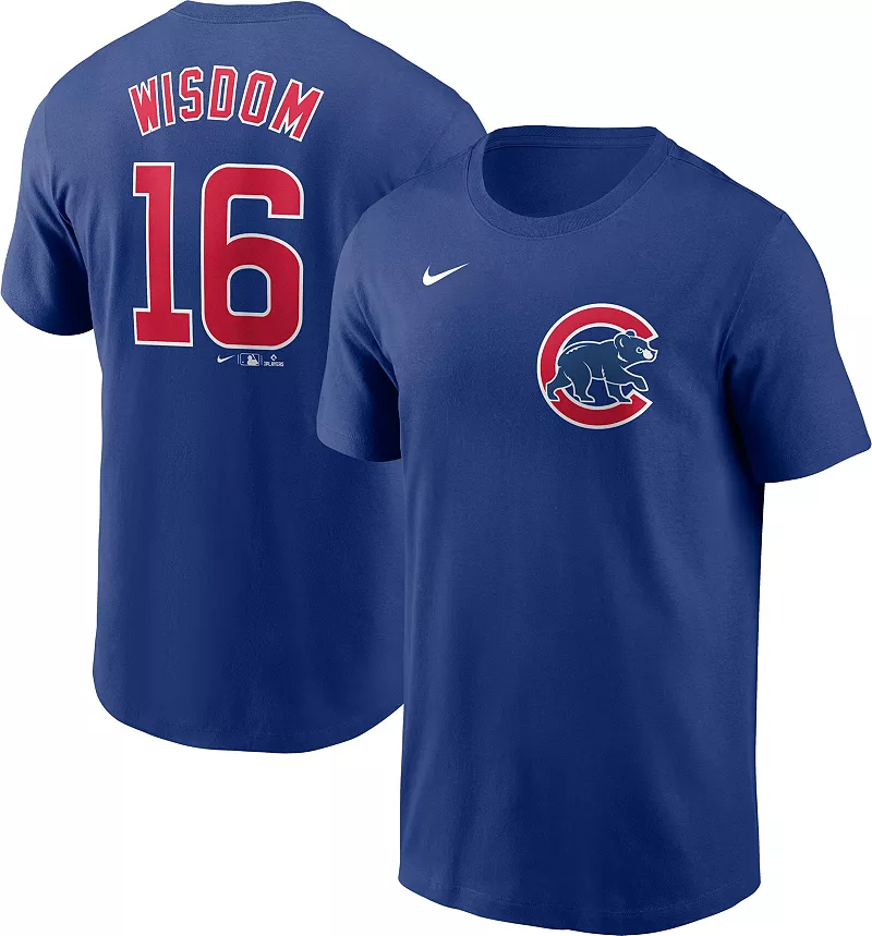 

Мужская синяя футболка Nike Chicago Cubs Патрик Уиздом #16