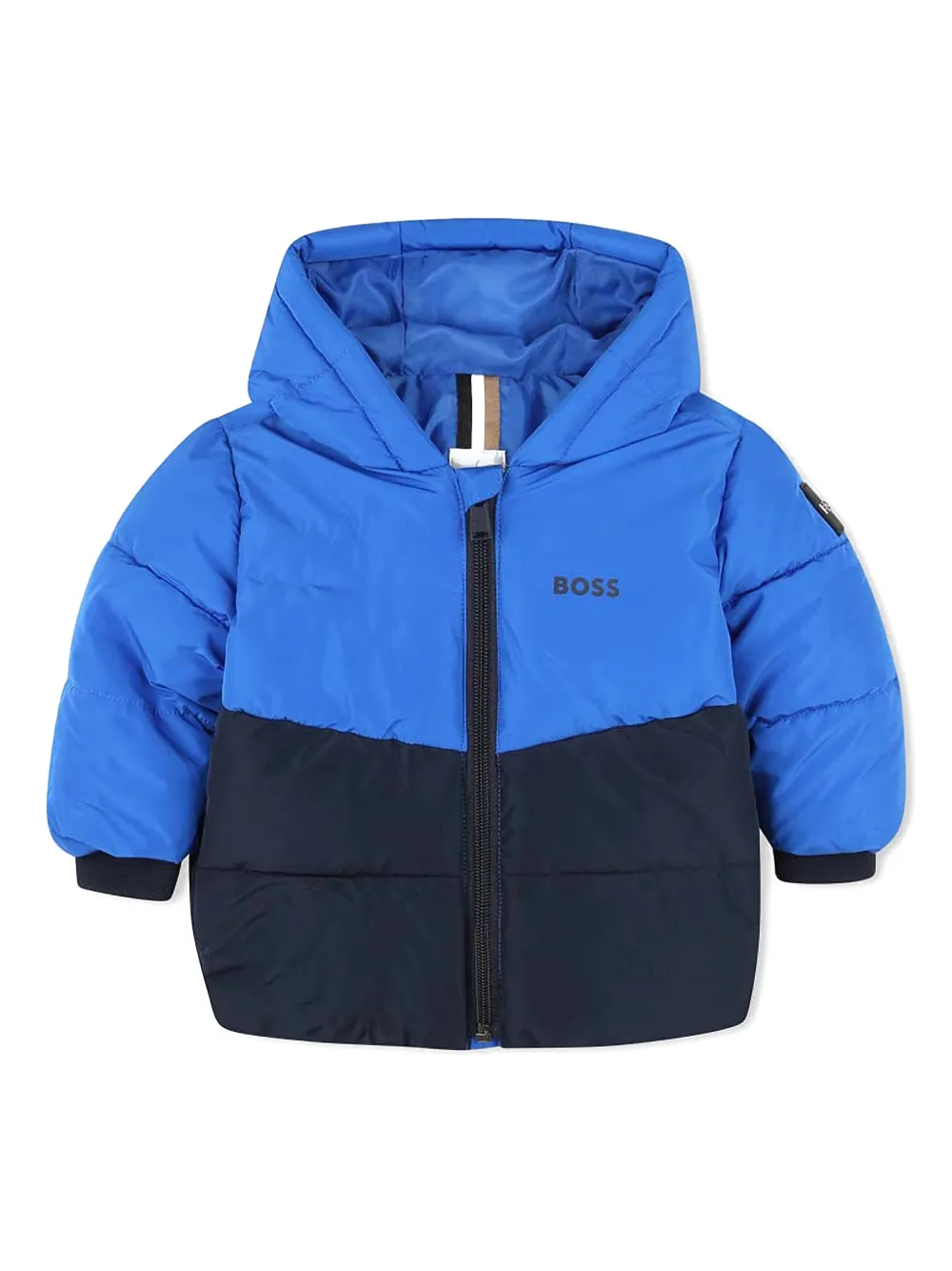 

Пуховик с логотипом BOSS Kidswear, синий