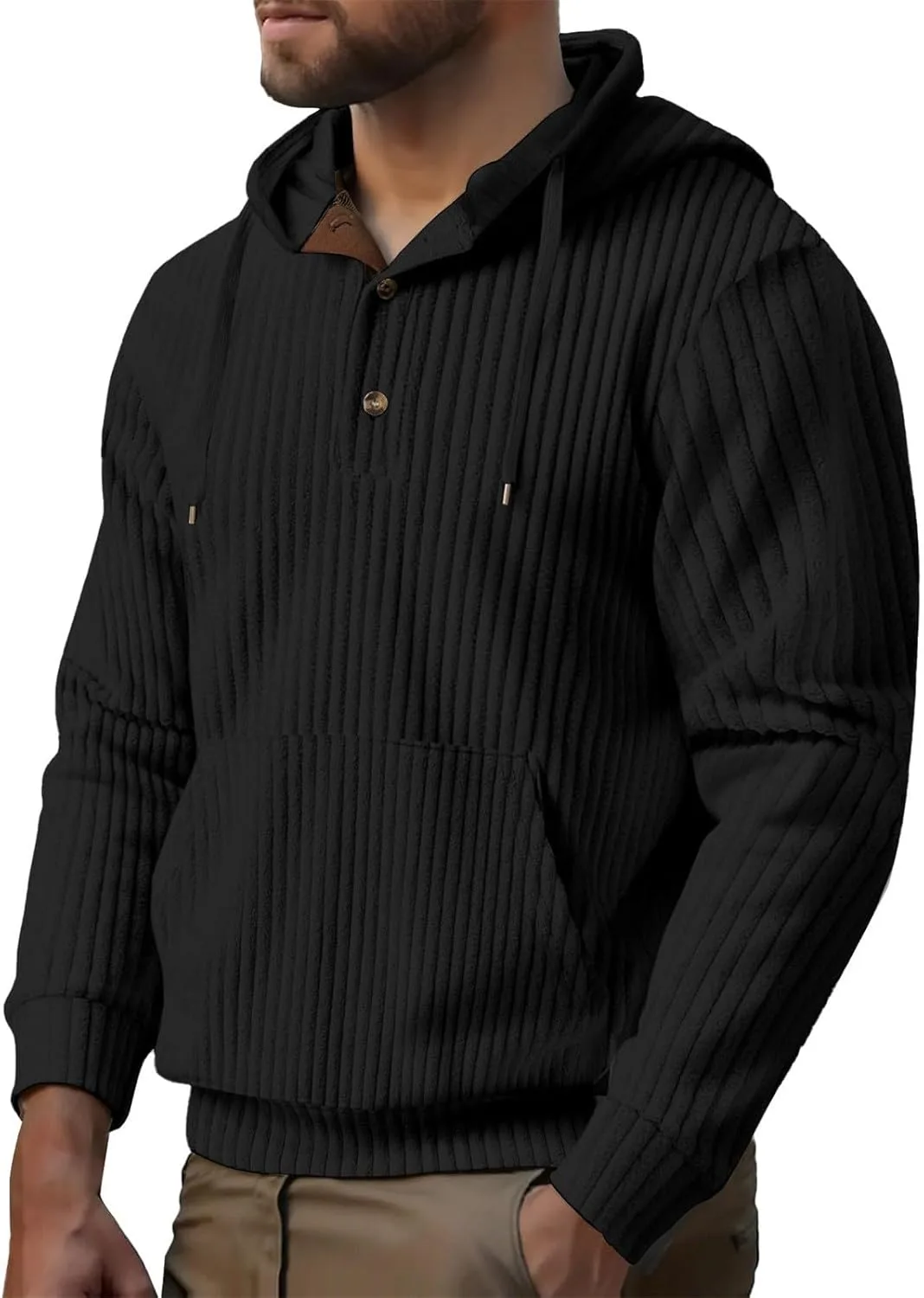 

Толстовка Casual для мужчин Slim Fit с капюшоном и застежкой на пуговицы