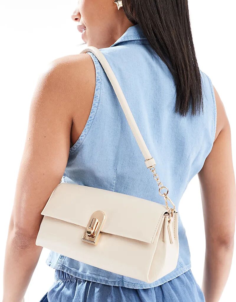 

Glamorous классическая сумка через плечо с золотой застежкой кремового цвета