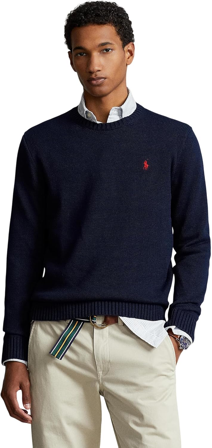 

POLO RALPH LAUREN Мужской хлопковый свитер с круглым вырезом, Hunter Navy