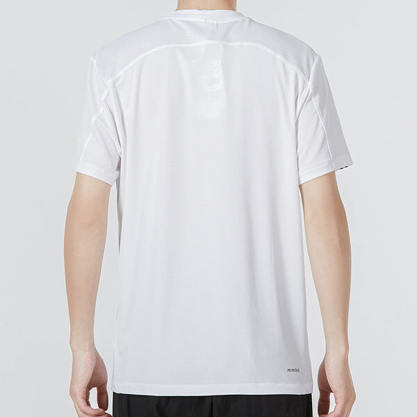 Футболка adidas Solid Color Stripe Logo Micro Mark Athleisure Casual Sports Round Neck Short Sleeve White, мультиколор — фото 4