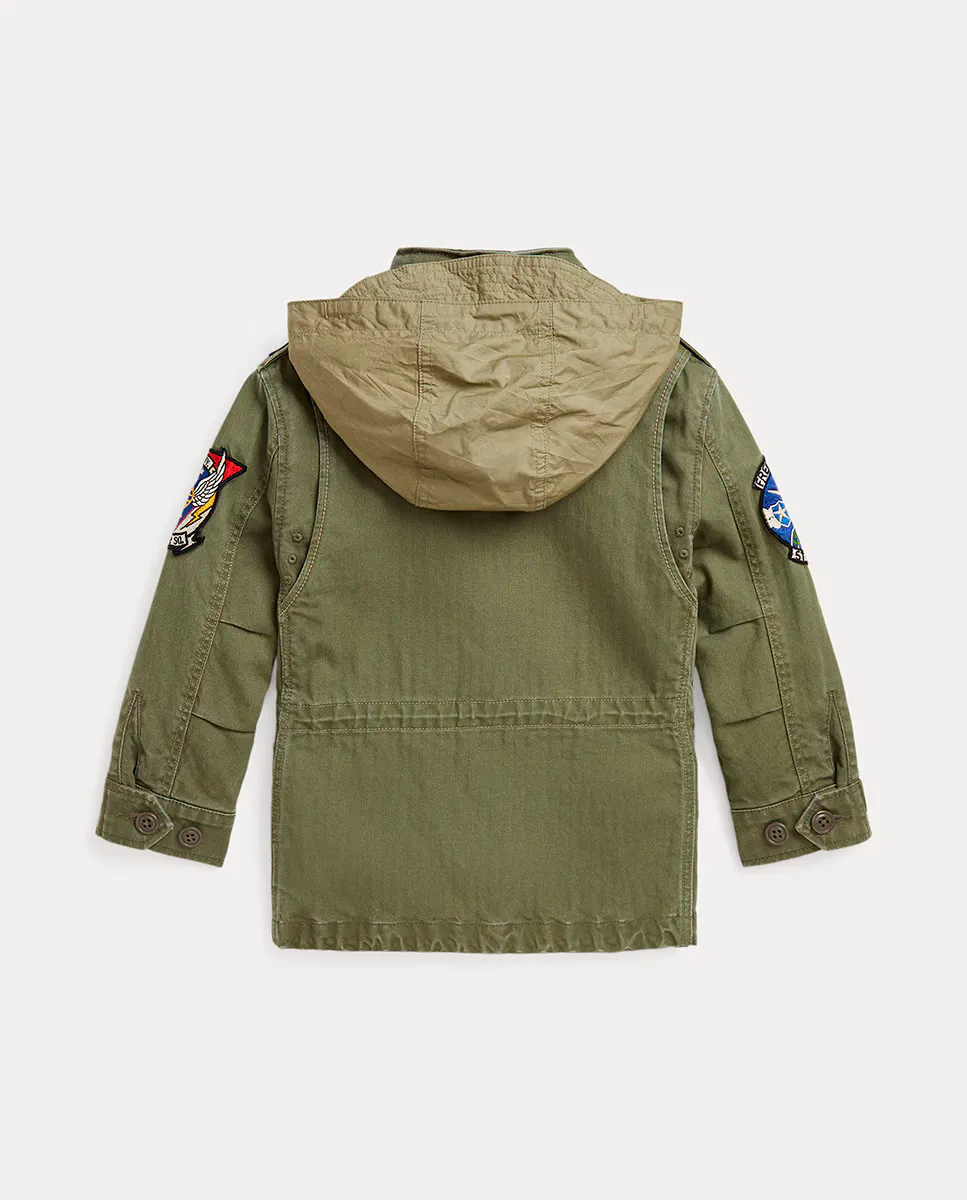 Парка унисекс с капюшоном и нашивками Polo Ralph Lauren, военный зеленый — фото 2