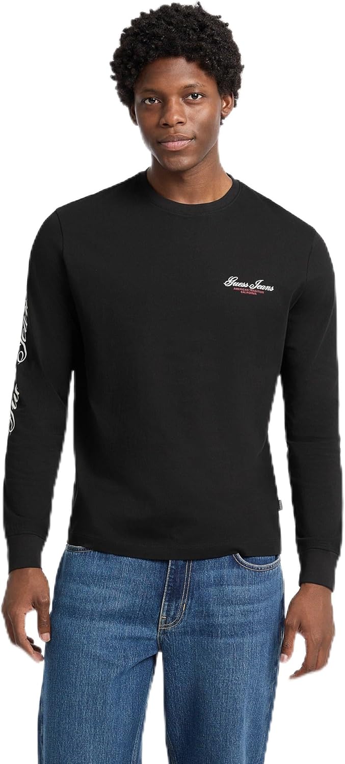 

Футболка с длинным рукавом GUESS Crewneck Logo, Black, Черный, Футболка с длинным рукавом GUESS Crewneck Logo, Black