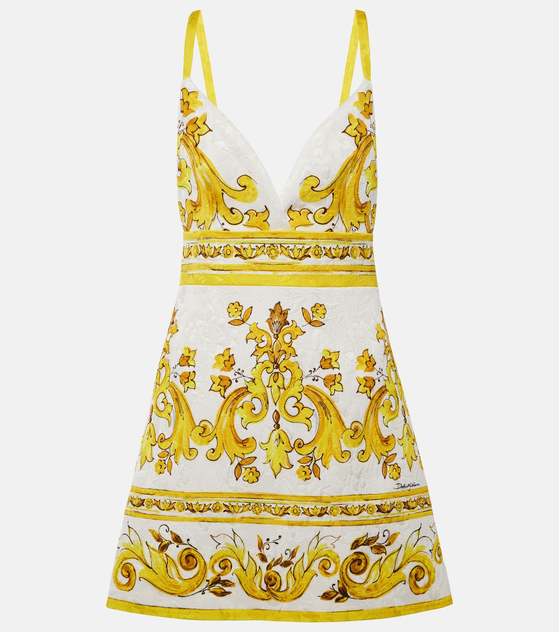 

Мини-платье из парчи с добавлением хлопка и майолики Dolce&Gabbana, Mix Maiolica Giallo