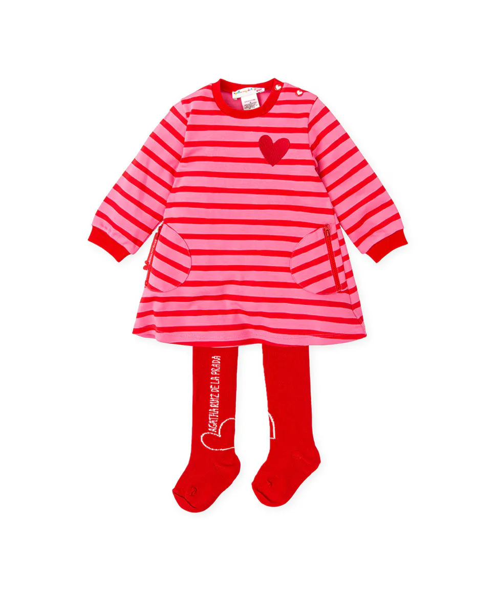 

Комплект из полосатого платья и колготок Agatha Ruiz de la Prada, красный