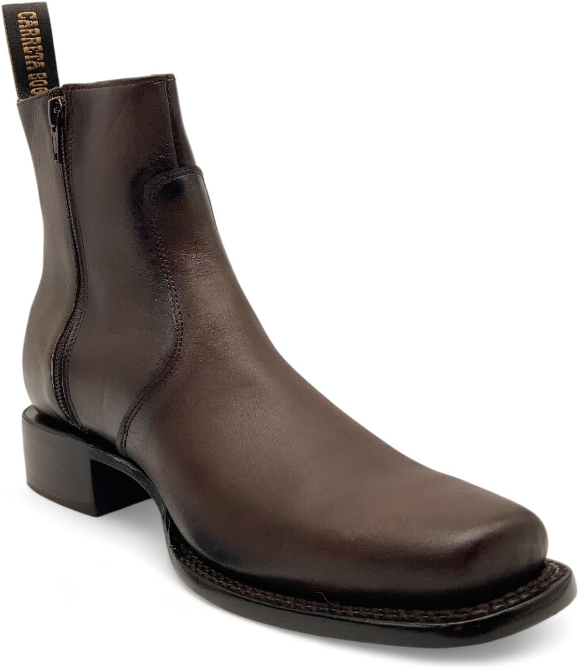 

Мужские кожаные вестерн-бутсы до щиколотки с боковой молнией и квадратным носком The Western Shops, коричневый