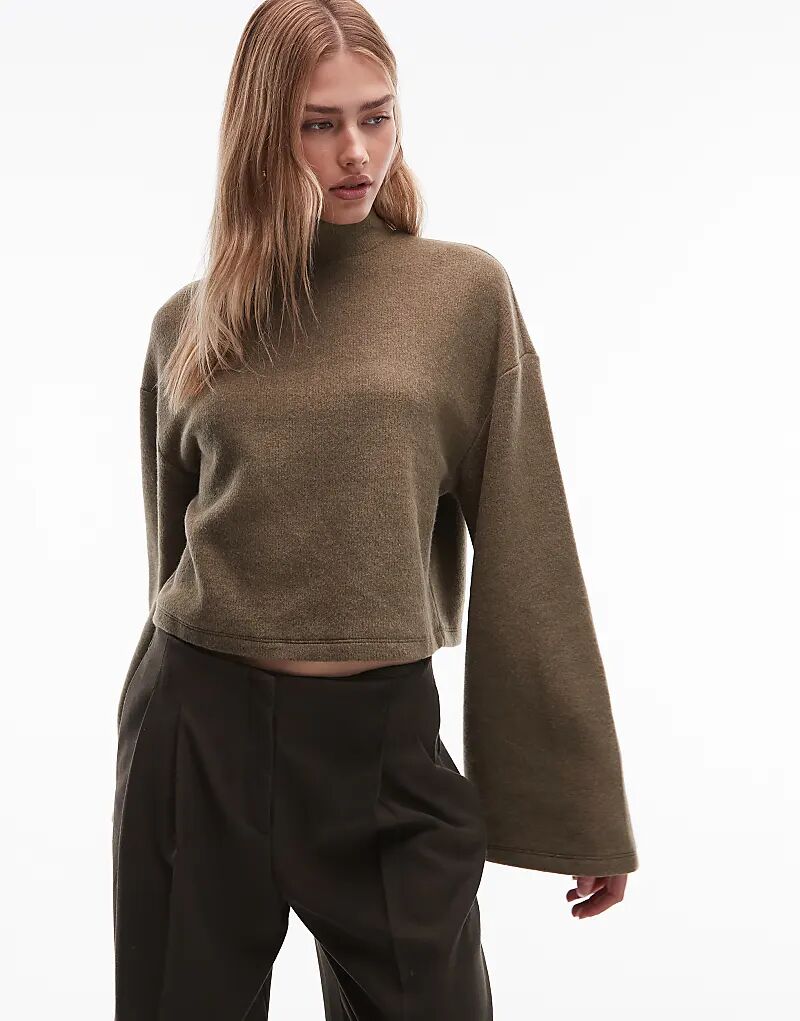 

Супермягкий топ с воротником-стойкой ASOS DESIGN оливкового цвета