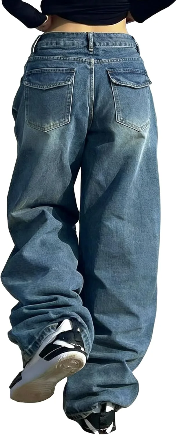 

Emmiol джинсы baggy для женщин, широкие брюки в стиле Y2K