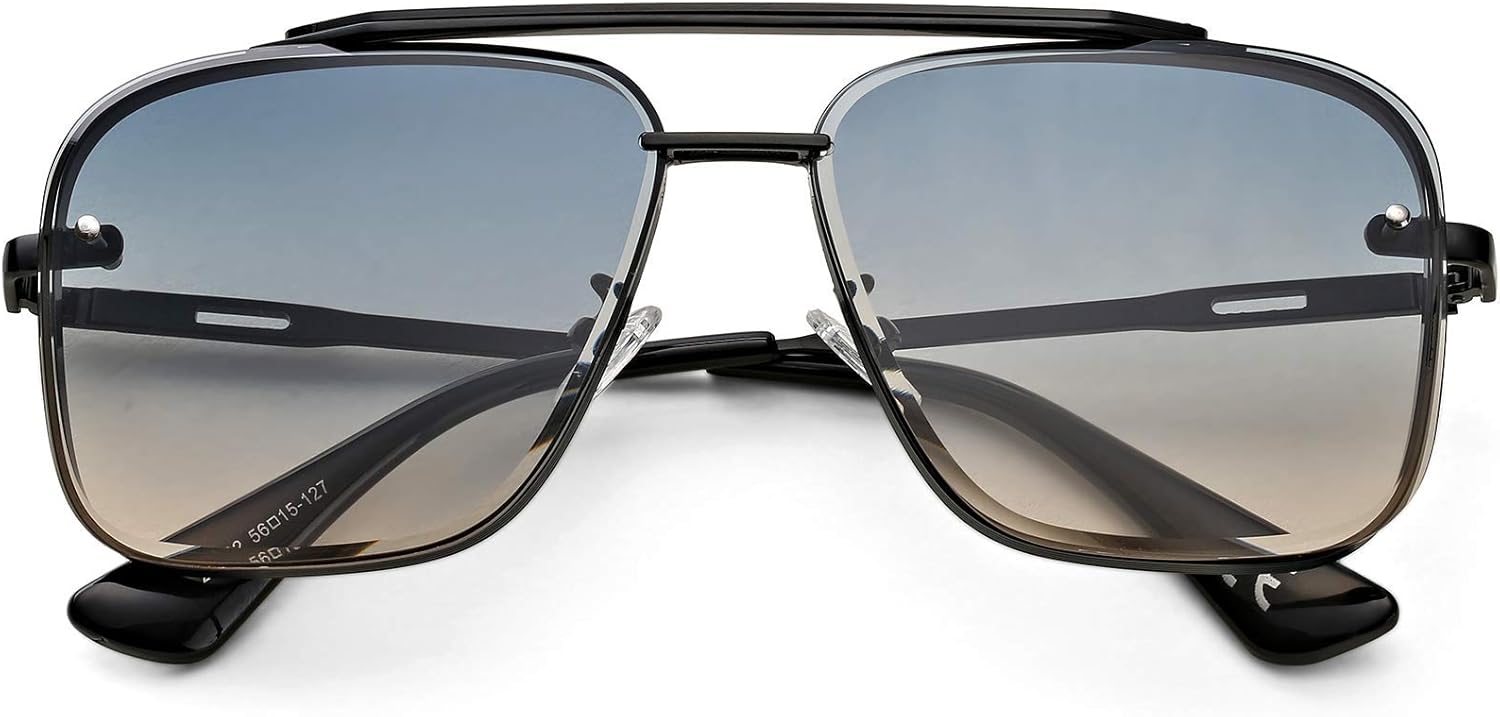 

Ретро-очки-авиаторы квадратной формы с градиентным переходом цвета, модные и стильные, в стиле костюма Тони Старка, солнцезащитные очки для мужчин и женщин Hycredi, Black/Gradient Blue