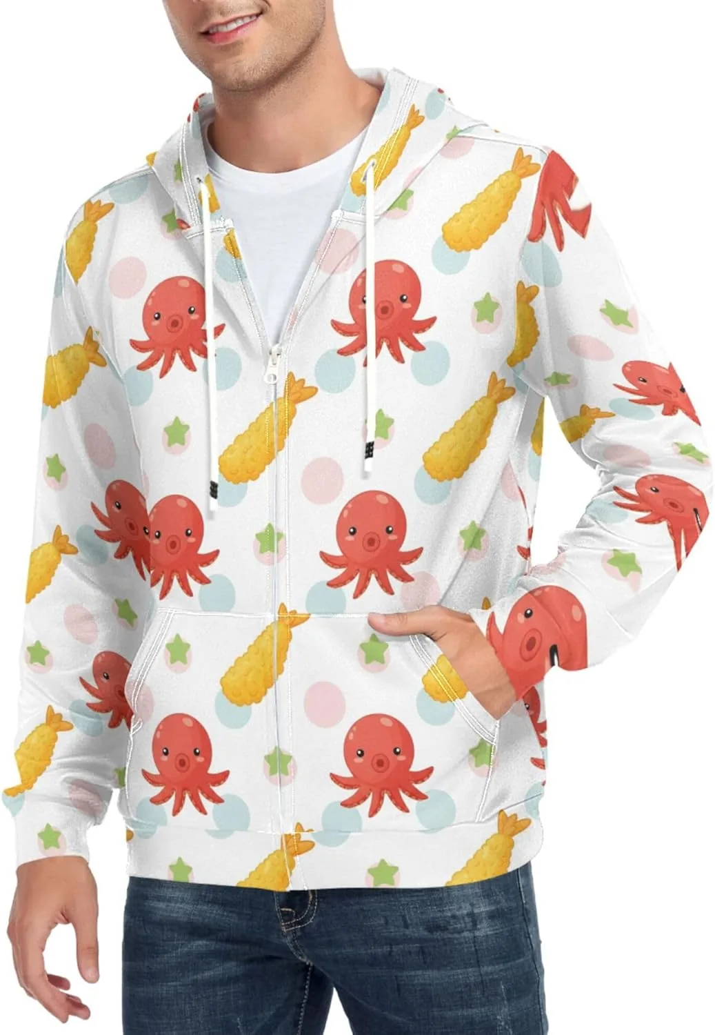 

Мужская толстовка с капюшоном на молнии Octopus Corn Stars Dots CUPADA