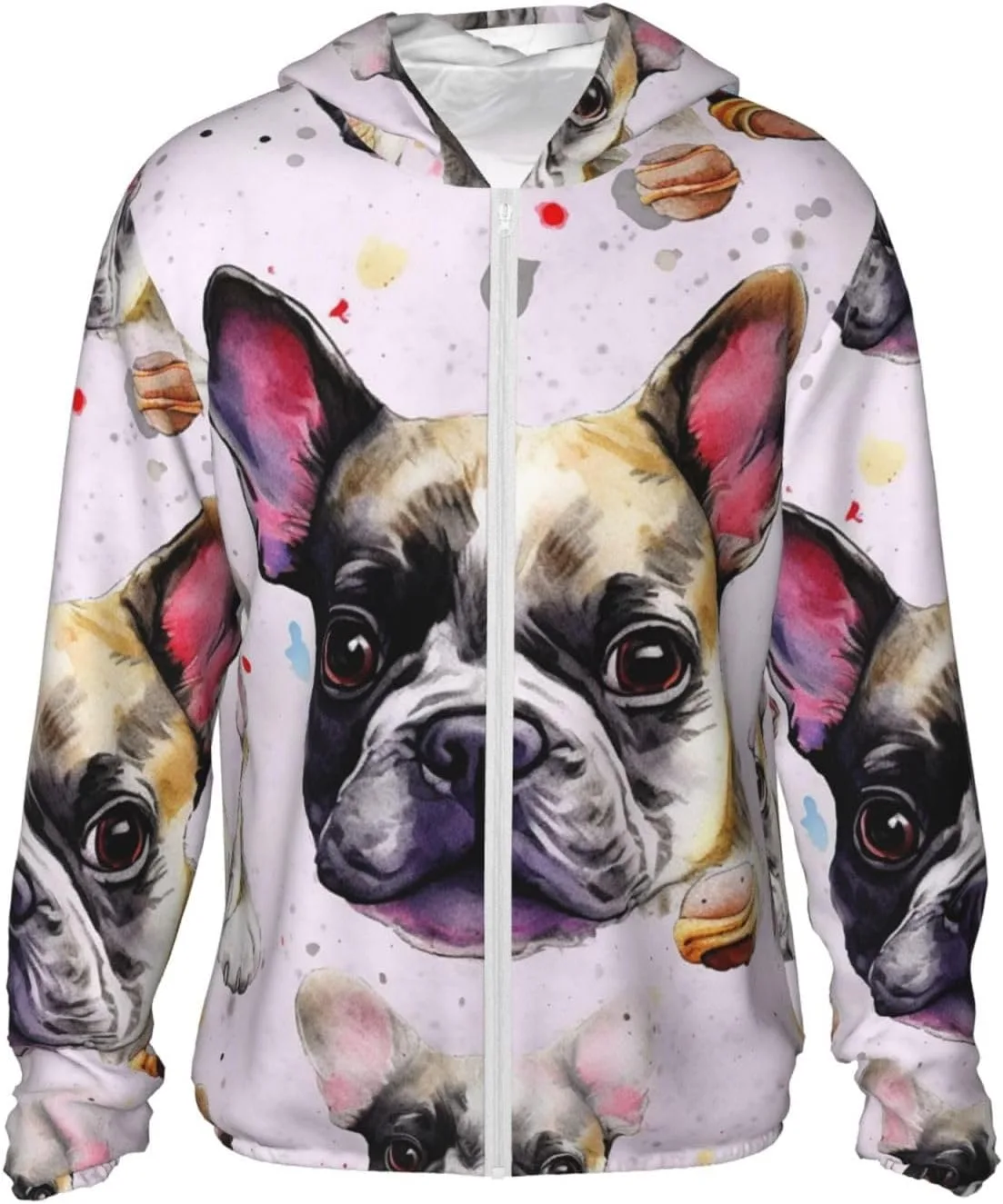 

Мужская толстовка с капюшоном UPF 50+ French Little Bulldog на молнии SDTYKHJ