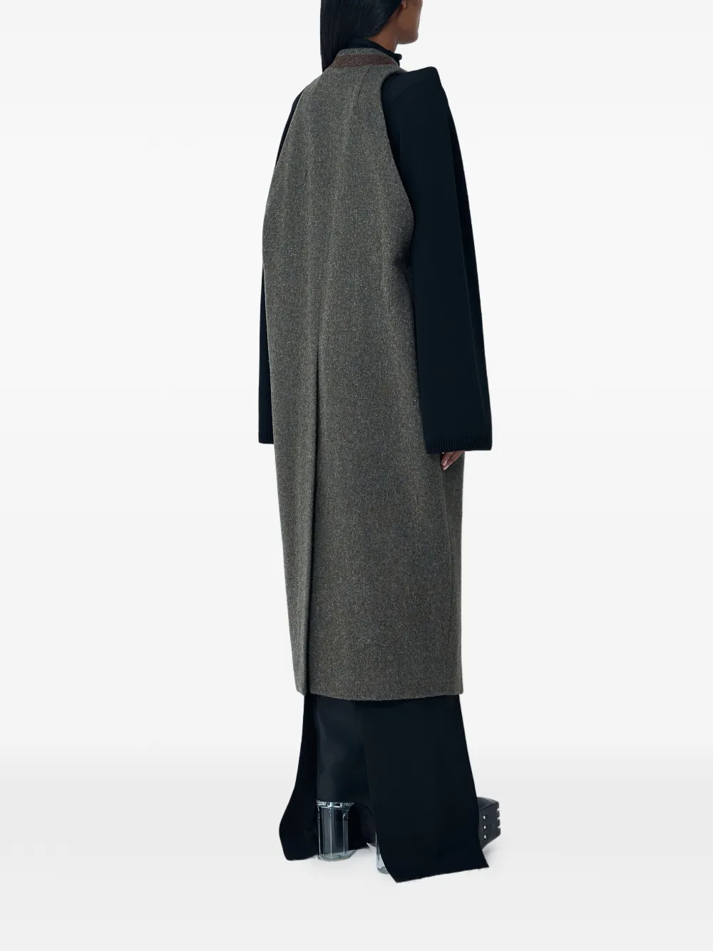 Безрукавное пальто с поясом Rick Owens, серый — фото 3