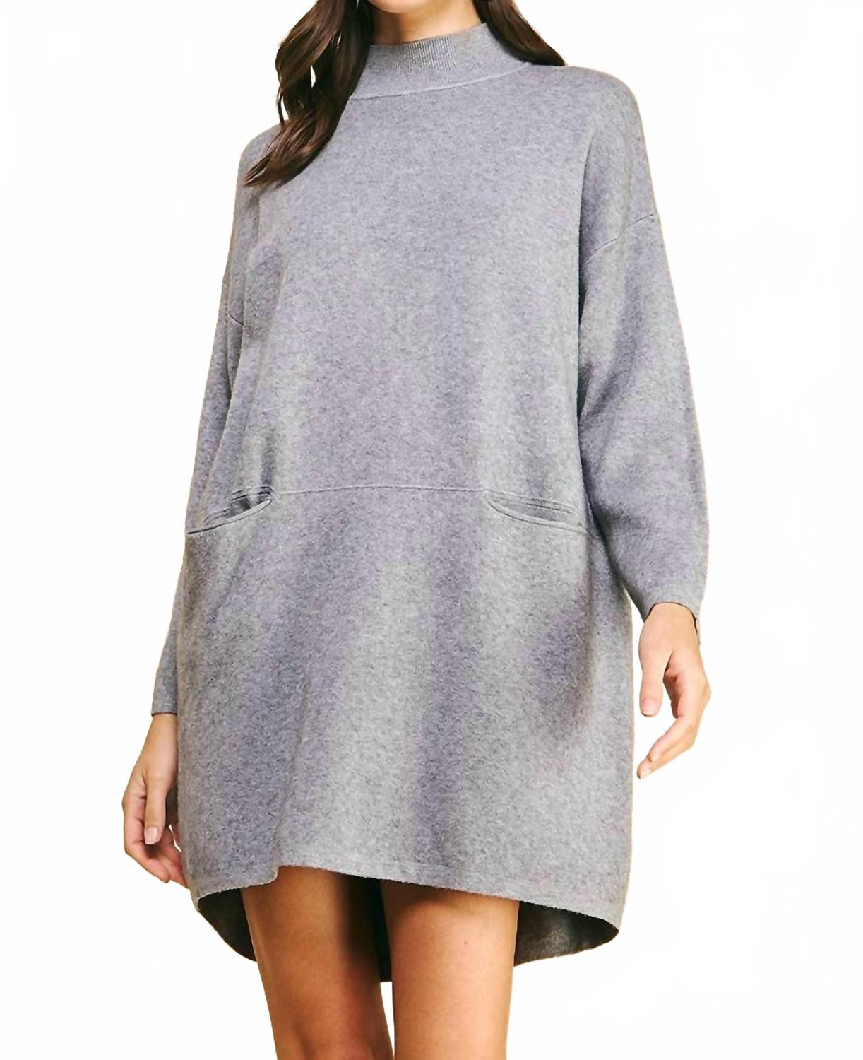 

Уютное платье-свитер с высоким воротником в сером цвете PINCH, серый