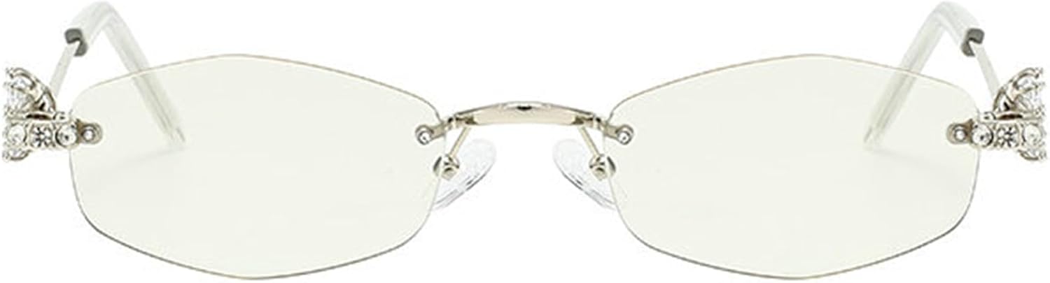 

Женские солнцезащитные очки Helena Fashion без оправы с ромбовидным рисунком, украшенные стразами, металлические, для вечеринок и отдыха на природе, мужские очки с защитой от УФ-излучения UV400, C4