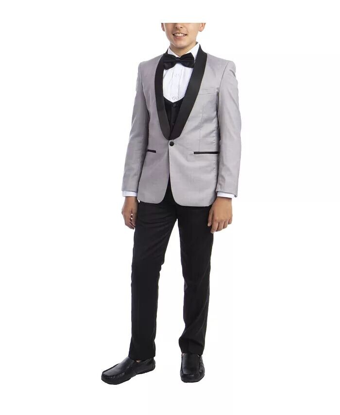 

Комплект из 5 предметов для смокинга Slim Fit Shawl для большого мальчика Perry Ellis, серый