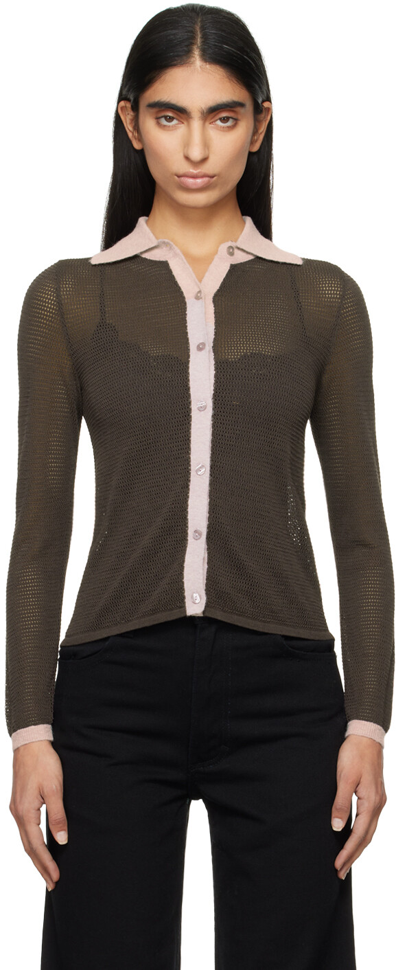 

Коричневая рубашка Twyla на пуговицах Eckhaus Latta