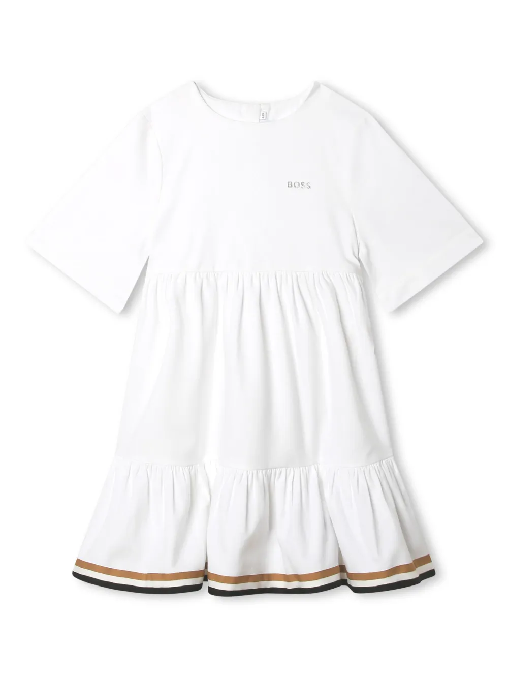 

Ярусное платье мини с логотипом BOSS Kidswear, белый