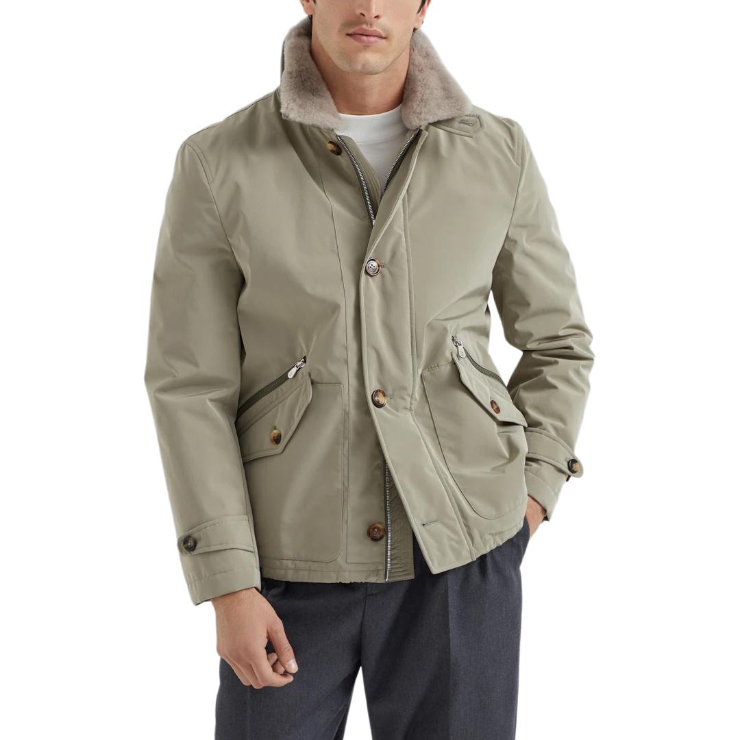 

Мужская пуховая куртка Brunello Cucinelli, хаки