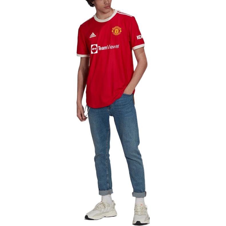 Футболка Men's adidas Alphabet Printing Short Sleeve Soccer/Football Jersey AU Player Edition Manchester United Home Red T-Shirt — фото 4