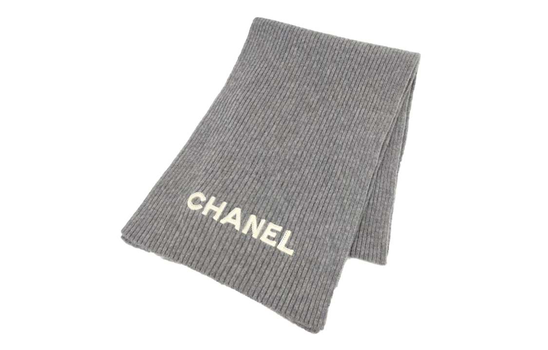 

CHANEL Вязаный шарф унисекс серый, Gray