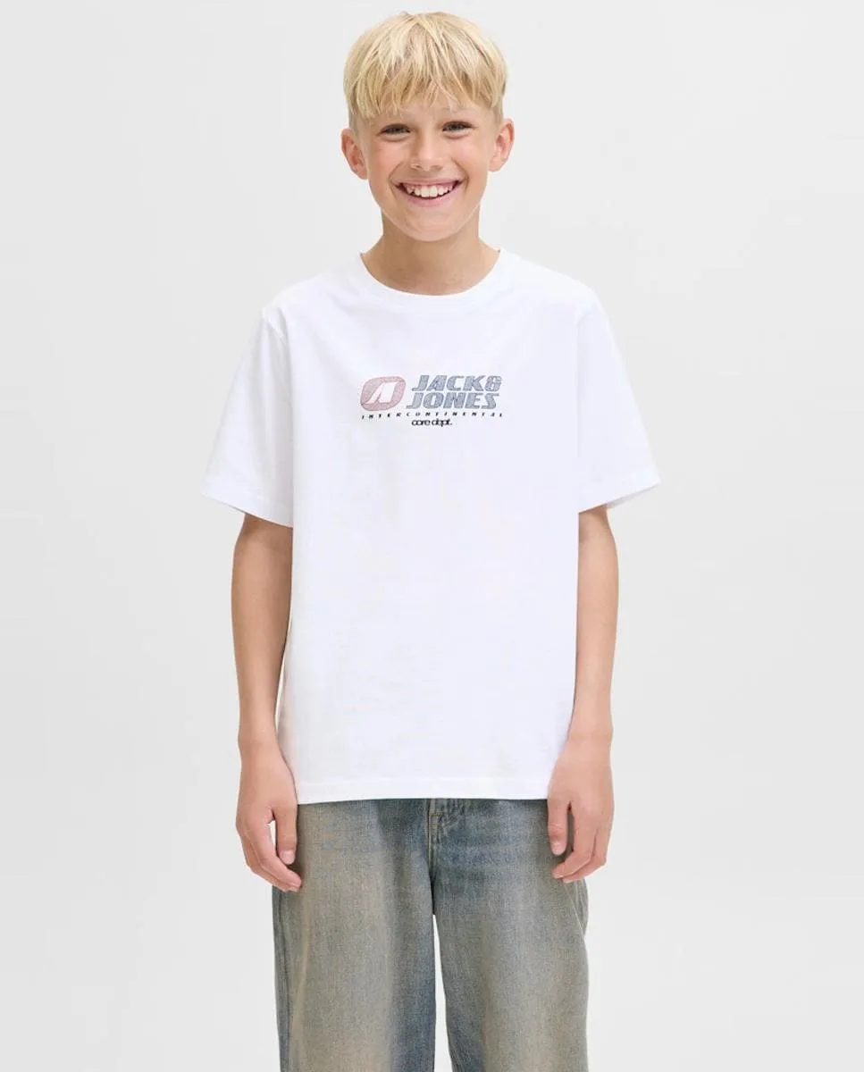 

Детская футболка с коротким рукавом и принтом спереди Jack & Jones, белый