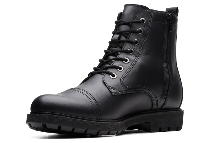 Clarks Ботинки тактические мужские короткие до середины икры из коровьей кожи Black — фото 3