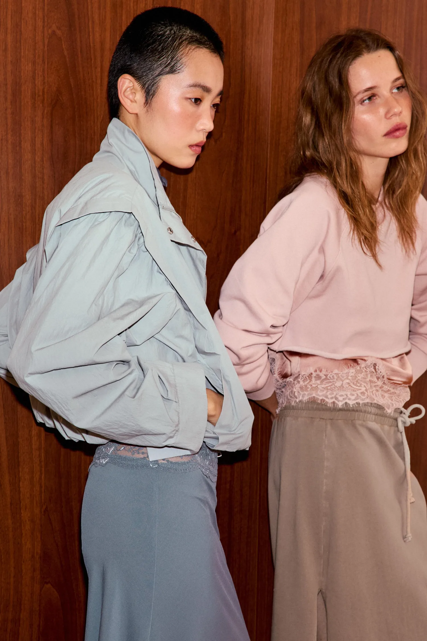 Юбка с эффектом потертости и кружевом Zara, коричневый — фото 3