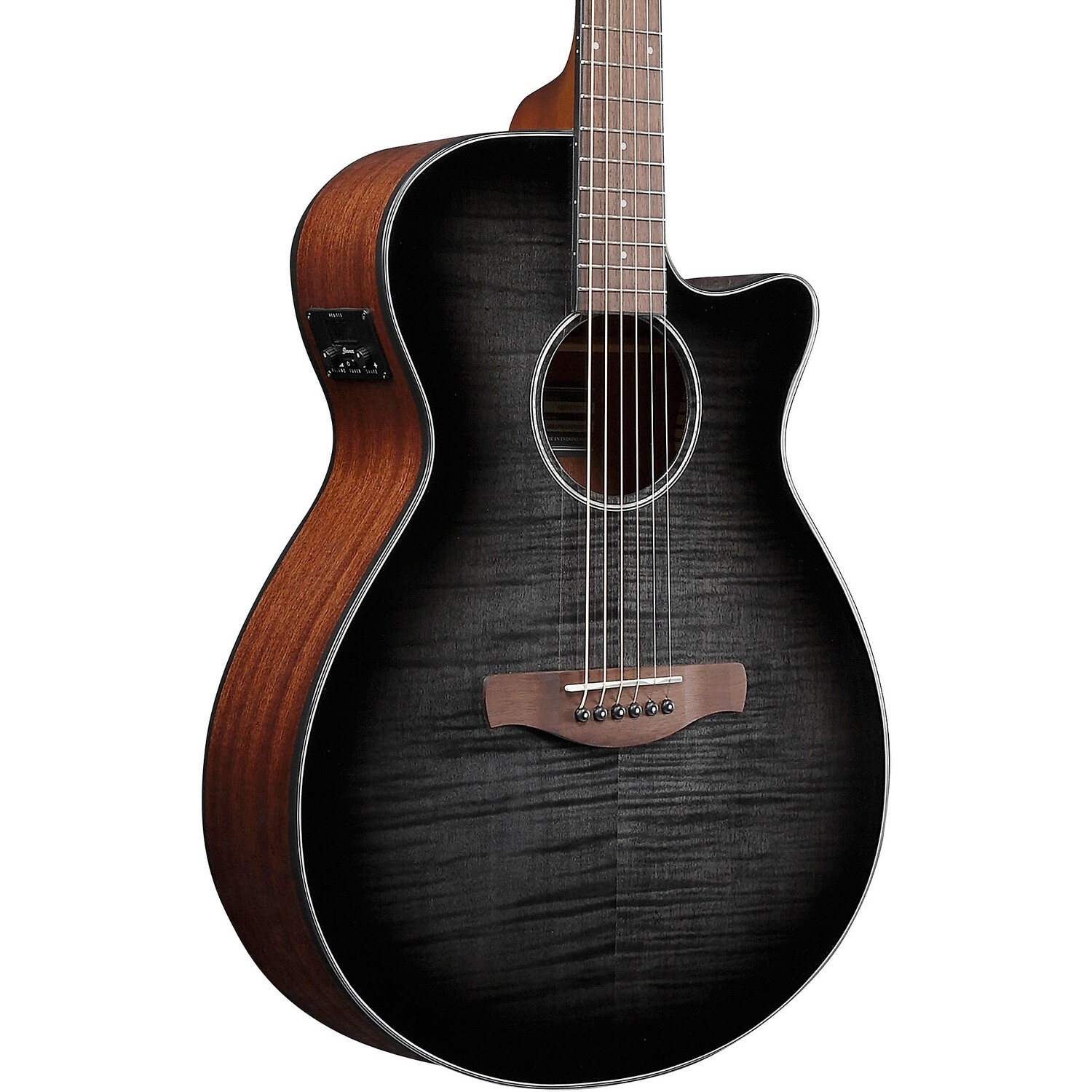 

Ibanez AEG70 Flamed Maple Top Grand Concert Акустически-Электрическая гитара Transparent Charcoal Burst