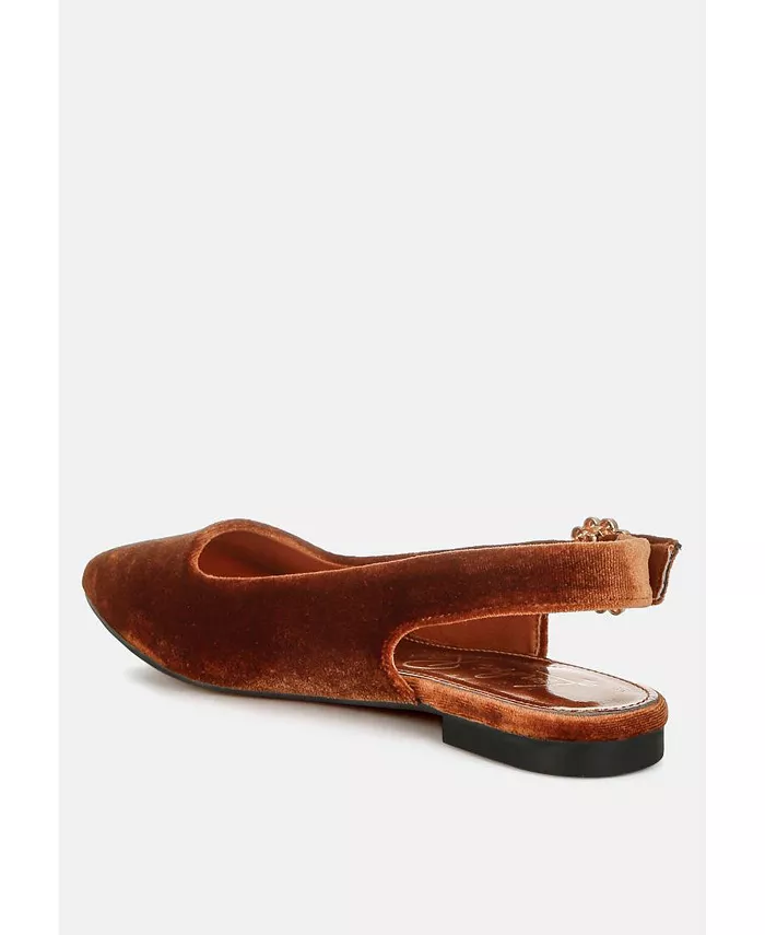 Dolan Velvet Slingback Туфли на плоской подошве женские сандалии London Rag, коричневый — фото 3