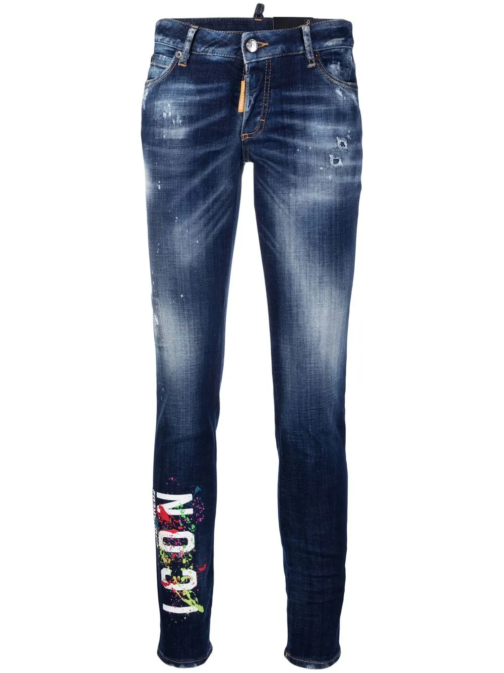 

Джинсы скинни Icon с эффектом разбрызганной краски DSQUARED2, синий