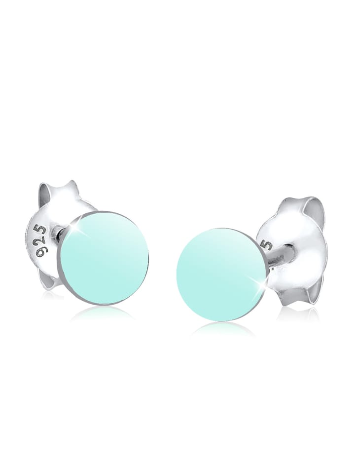 

Elli Серьги из серебра 925 пробы, геометрический узор, круг, светло-голубой цвет