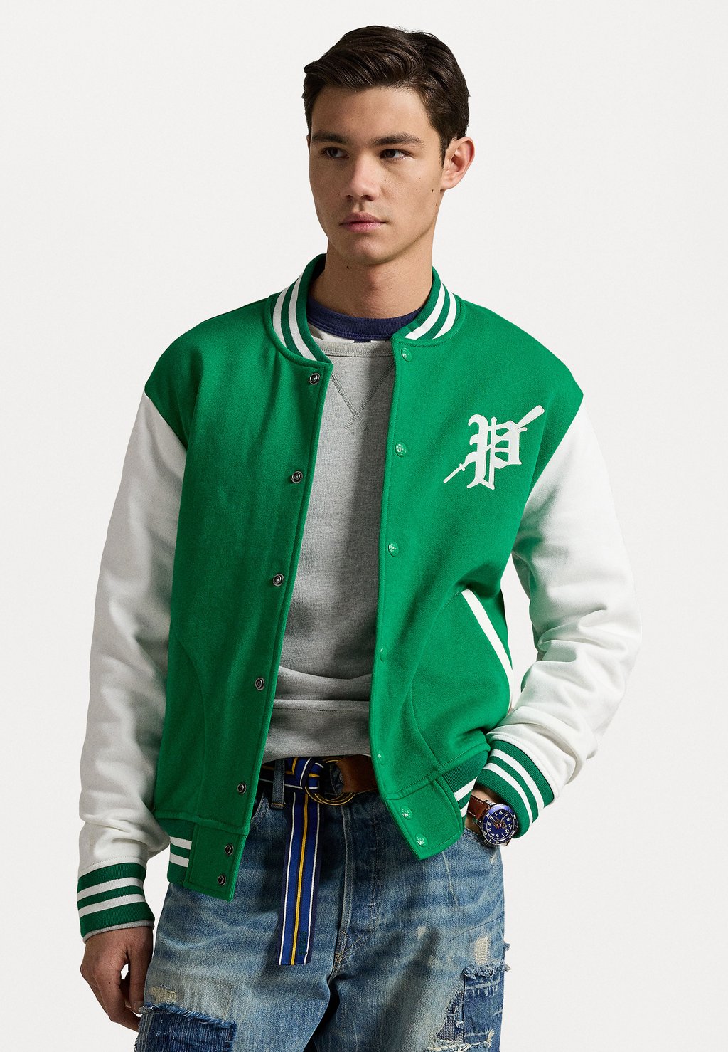 

Толстовка на молнии GRAPHIC BASEBALL JACKET Polo Ralph Lauren, зеленый