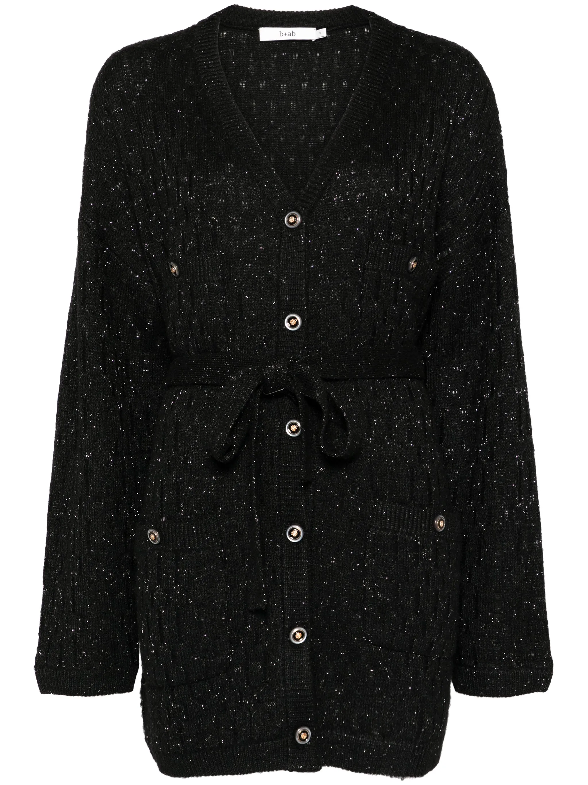 

Платье с V-образным вырезом и поясом B+Ab, черный