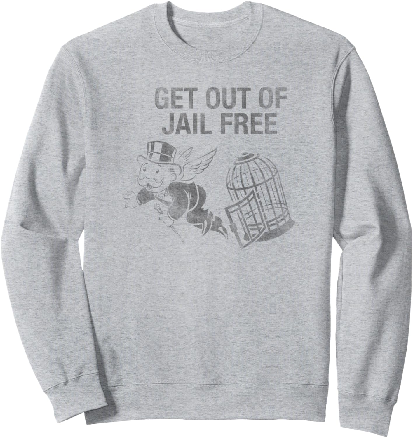 

Толстовка Монополия: Выходи из тюрьмы мистер Монополия, потрепанный кадр, серая Monopoly