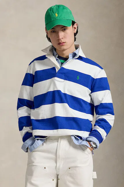 Лонгслив с длинным рукавом модель с синими полосками Polo Ralph Lauren, синий
