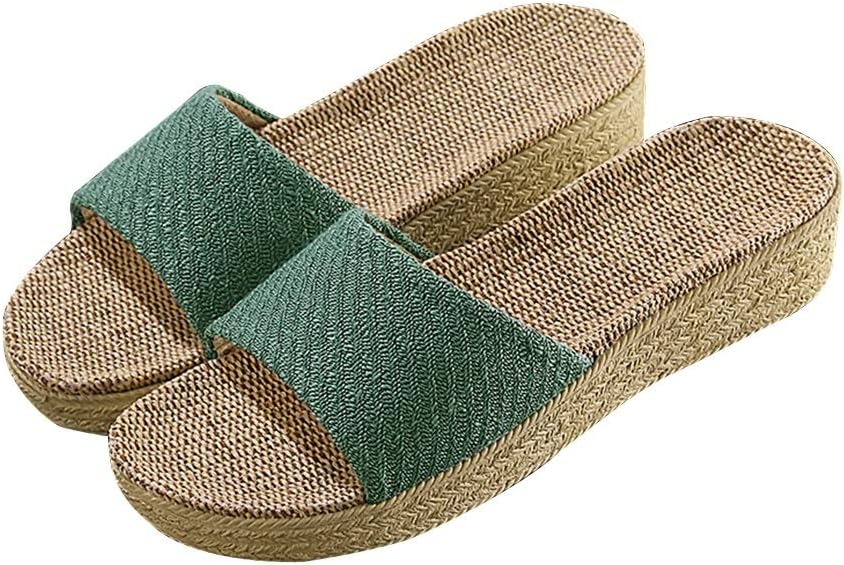 

Женские тапочки с открытым носком YXCKG, льняные домашние тапочки, женские сандалии на танкетке для лета, пляжные тапочки, повседневные сандалии, противоскользящие для дома и улицы (Цвет: красный оттенок кожи, Размер: EUR35-36)