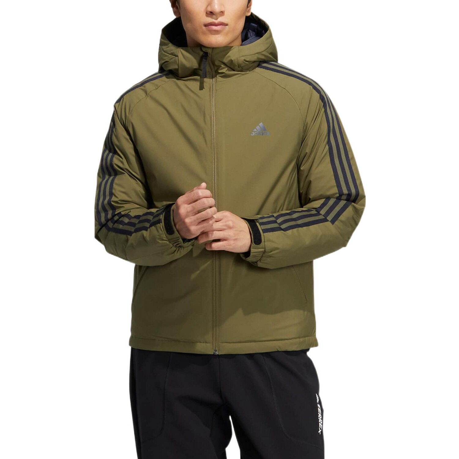 Пуховик Adidas Logo, зеленый — фото 2