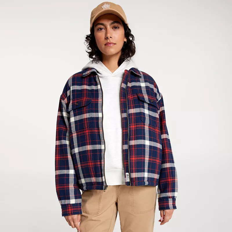 

Женская куртка-рубашка на молнии на подкладке из шерпы Alpine Design, цвет Navy Trail Ridge Plaid