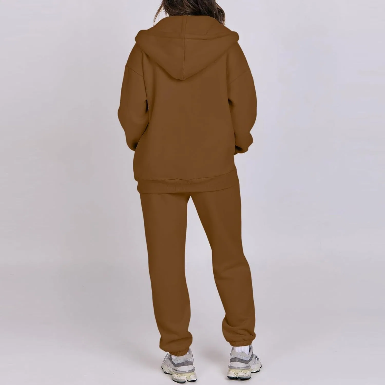 Женский спортивный костюм Sweatsuits, комплект из двух предметов: куртка на молнии, удобные спортивные штаны, флисовая толстовка с капюшоном и спортивные брюки в едином стиле — фото 3