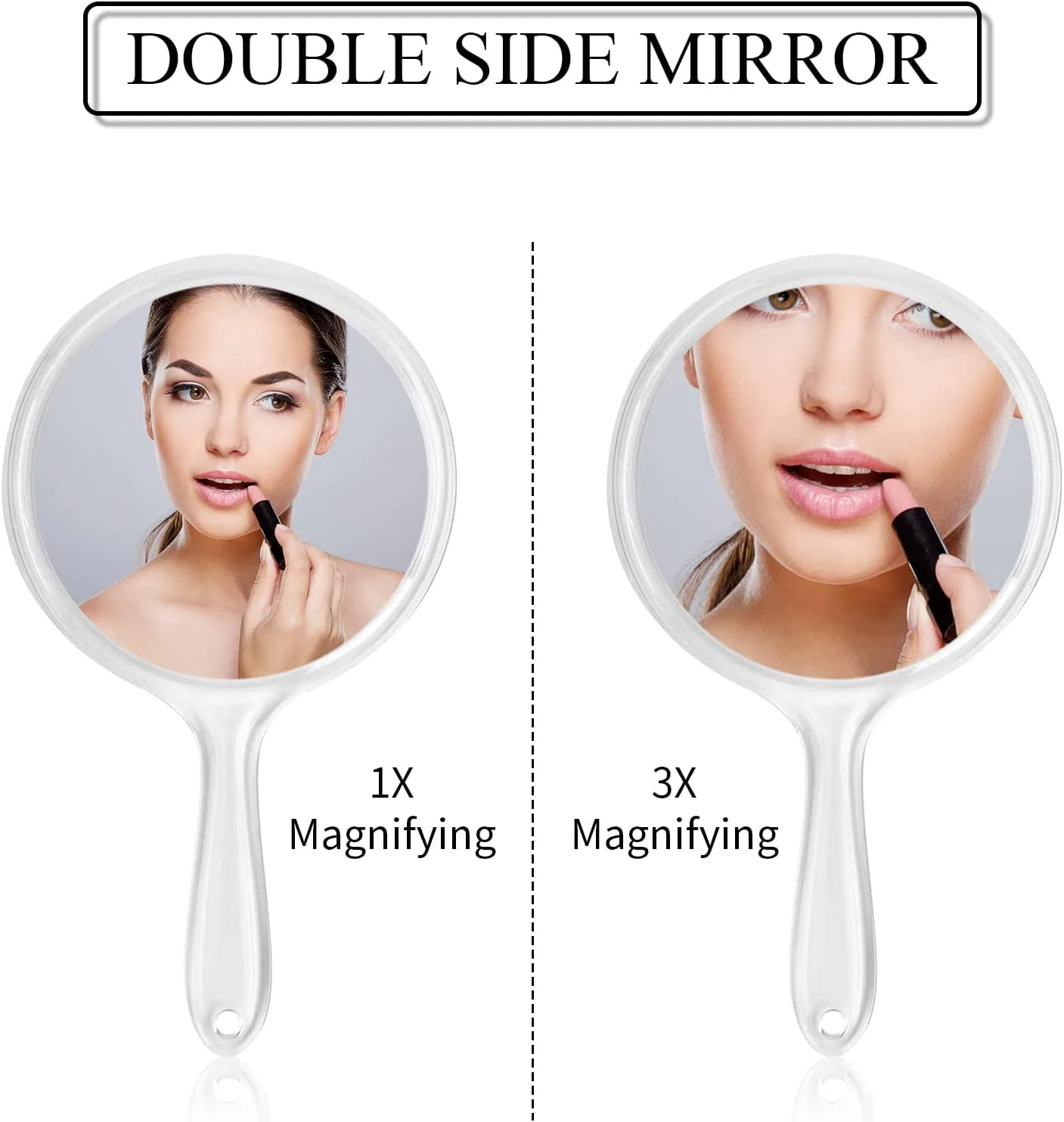 Ручное зеркало двустороннее с увеличением 1X/3X Fessosko, Transparent — фото 3